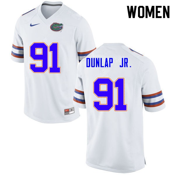 Women #91 Marlon Dunlap Jr. Florida Gators College Football Jersey White